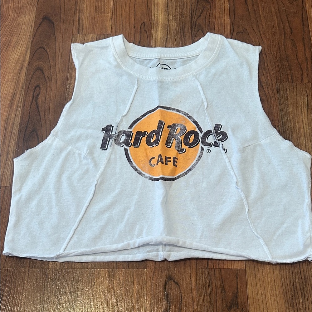 Hard Rock Cafe White Cropped Tank with Logo